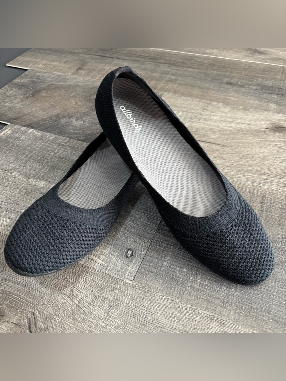 Allbirds Women's Tree Breezers Black Knit Ballet Flats, US Size 10, GUC